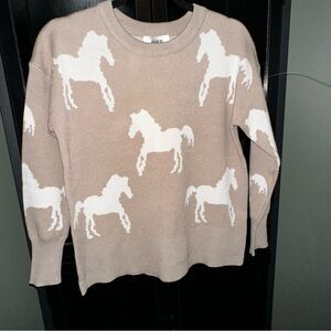 Jason Wu Equestrian Horse Print Sweater Sz Small/Petite